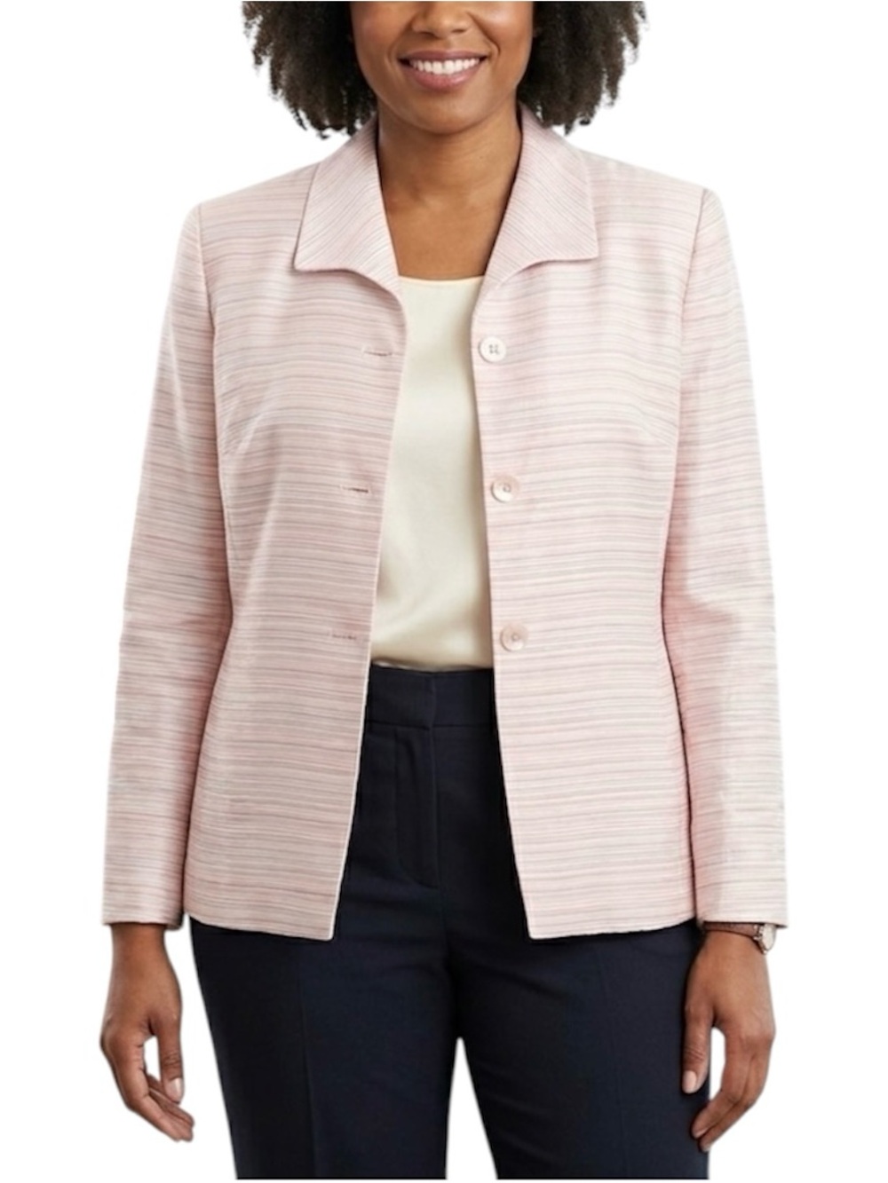 NWT Rena Rowan Pastel Pink Mini Stripe Blazer Lined 14 Retro Office Summer